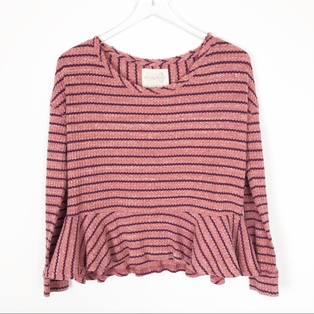 We the Free Auntie Em Peplum Thermal Pink Sz XS